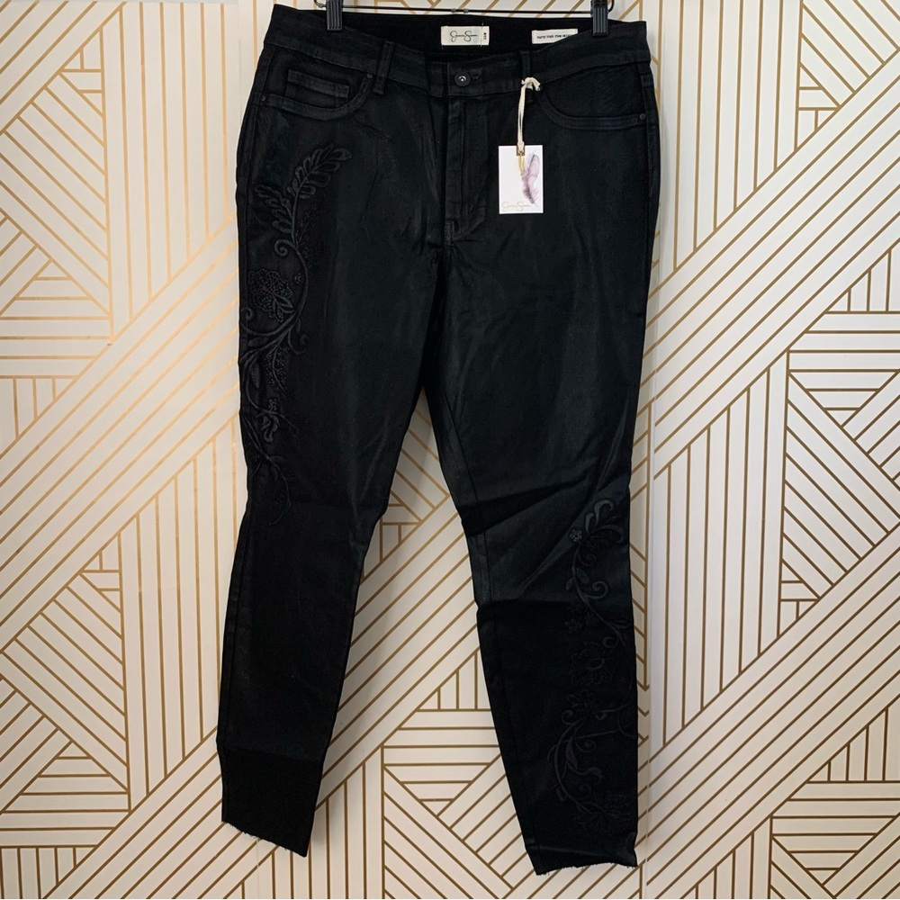Jessica Simpson NWT Curvy High Rise Skinny Floral embroidered coated Jeggings 16 - Picture 8 of 8